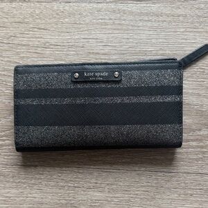 Kate Spade Staci Glitter Bifold Black and Gray Wallet